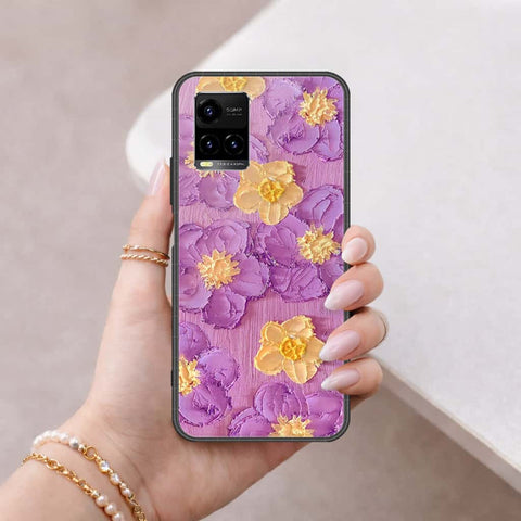 Vivo Y33t Cover - Floral Series 3 - HQ Ultra Shine Premium Infinity Glass Soft Silicon Borders Case