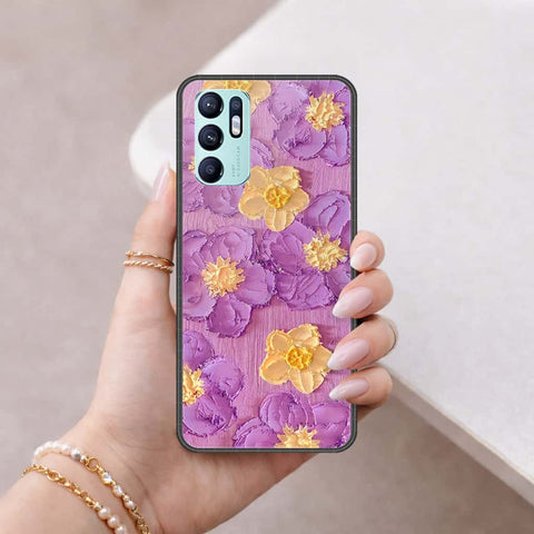 Oppo Reno 6 Cover - Floral Series 3 - HQ Ultra Shine Premium Infinity Glass Soft Silicon Borders Case