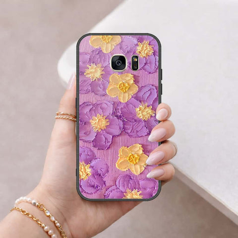 Samsung Galaxy S7 Cover - Floral Series 3 - HQ Ultra Shine Premium Infinity Glass Soft Silicon Borders Case