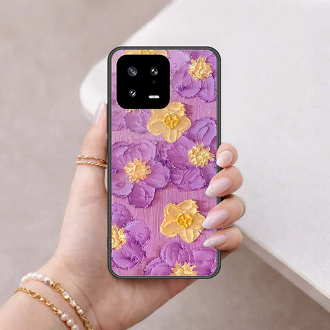 Xiaomi 13 Cover - Floral Series 3 - HQ Ultra Shine Premium Infinity Glass Soft Silicon Borders Case