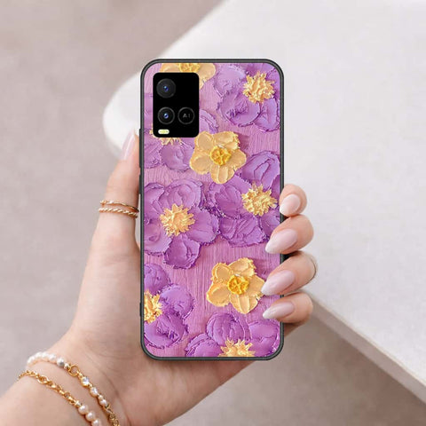 Vivo Y32 Cover - Floral Series 3 - HQ Ultra Shine Premium Infinity Glass Soft Silicon Borders Case