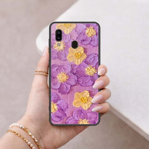 Samsung Galaxy A20 Cover - Floral Series 3 - HQ Ultra Shine Premium Infinity Glass Soft Silicon Borders Case