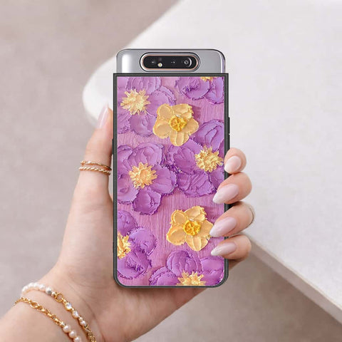 Samsung Galaxy A90 Cover - Floral Series 3 - HQ Ultra Shine Premium Infinity Glass Soft Silicon Borders Case