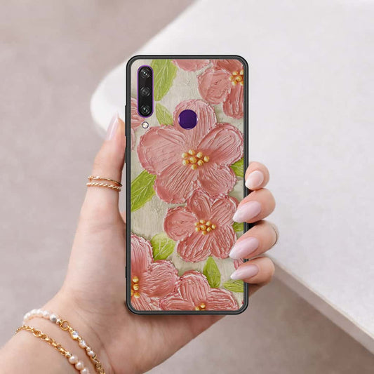 Huawei Y6p Cover - Floral Series 4 - HQ Ultra Shine Premium Infinity Glass Soft Silicon Borders Case