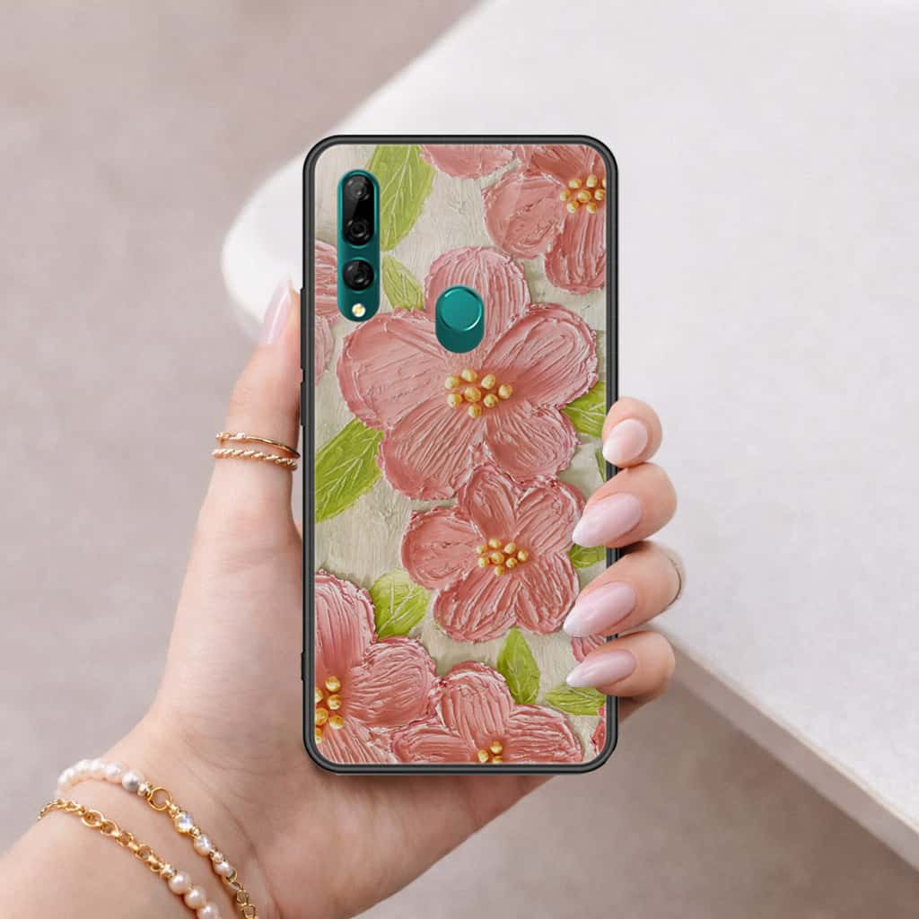 Huawei Y9 Prime 2019 Cover - Floral Series 4 - HQ Ultra Shine Premium Infinity Glass Soft Silicon Borders Case