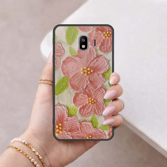 Samsung Galaxy J4 2018 Cover - Floral Series 4 - HQ Ultra Shine Premium Infinity Glass Soft Silicon Borders Case