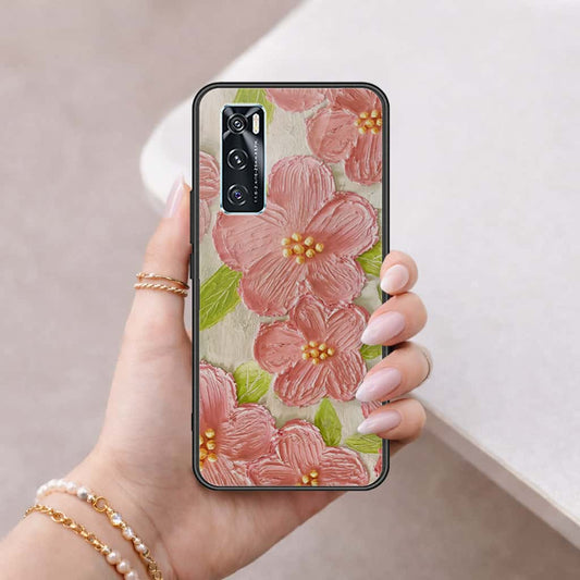 Vivo V20 SE Cover - Floral Series 4 - HQ Ultra Shine Premium Infinity Glass Soft Silicon Borders Case