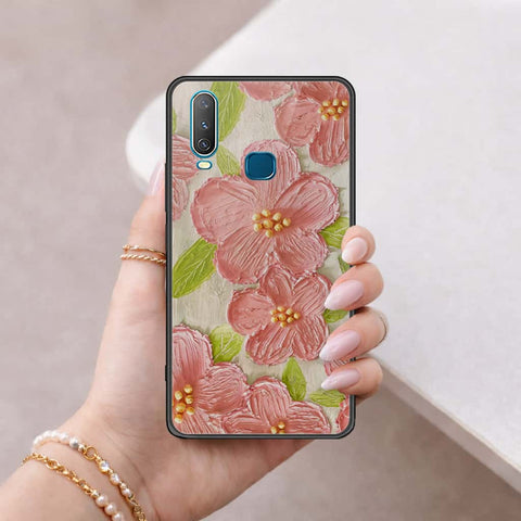 Vivo Y17 Cover - Floral Series 4 - HQ Ultra Shine Premium Infinity Glass Soft Silicon Borders Case