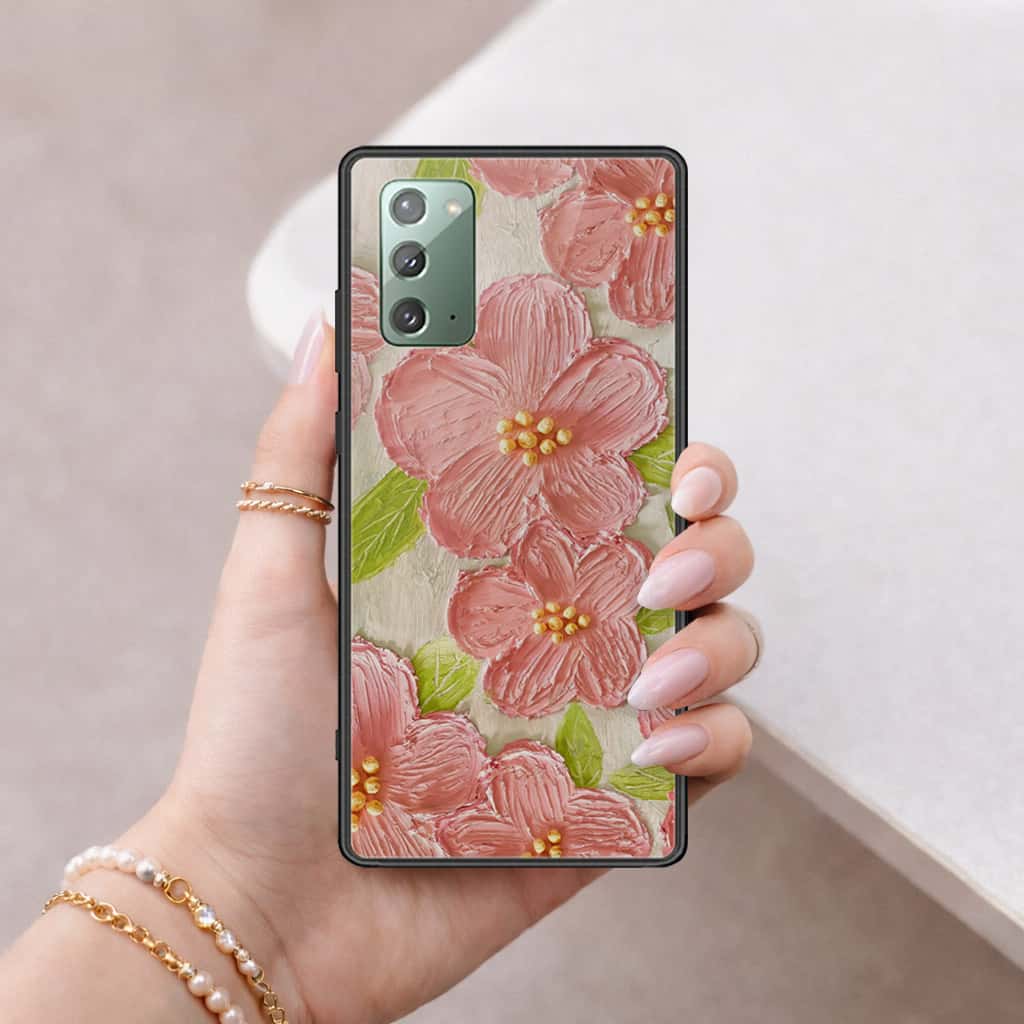 Samsung Galaxy Note 20 Cover - Floral Series 4 - HQ Ultra Shine Premium Infinity Glass Soft Silicon Borders Case