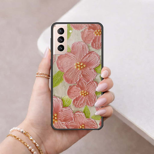Samsung Galaxy S21 5G Cover - Floral Series 4 - HQ Ultra Shine Premium Infinity Glass Soft Silicon Borders Case