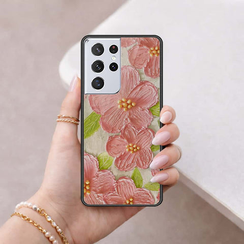 Samsung Galaxy S21 Ultra 5G Cover - Floral Series 4 - HQ Ultra Shine Premium Infinity Glass Soft Silicon Borders Case