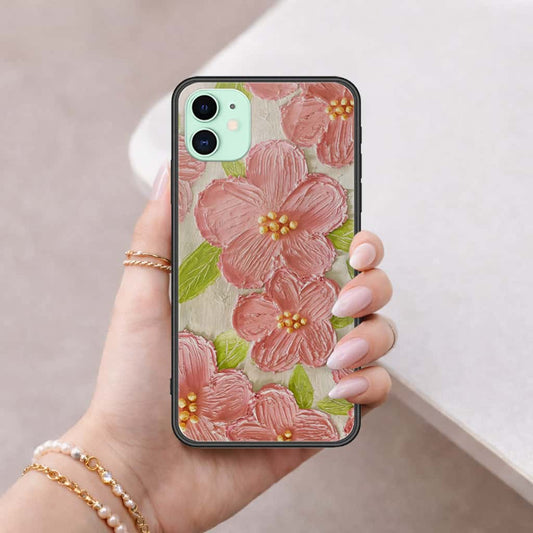 iPhone 11 - Floral Series 4 - HQ Ultra Shine Premium Infinity Glass Soft Silicon Borders Case