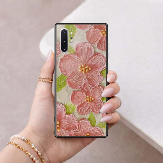 Samsung Galaxy Note 10 Plus Cover - Floral Series 4 - HQ Ultra Shine Premium Infinity Glass Soft Silicon Borders Case