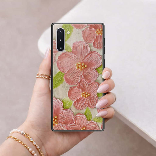 Samsung Galaxy Note 10 Cover - Floral Series 4 - HQ Ultra Shine Premium Infinity Glass Soft Silicon Borders Case