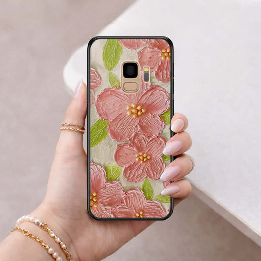 Samsung Galaxy S9 Cover - Floral Series 4 - HQ Ultra Shine Premium Infinity Glass Soft Silicon Borders Case