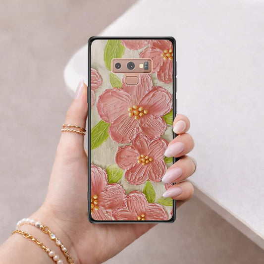 Samsung Galaxy Note 9 Cover - Floral Series 4 - HQ Ultra Shine Premium Infinity Glass Soft Silicon Borders Case