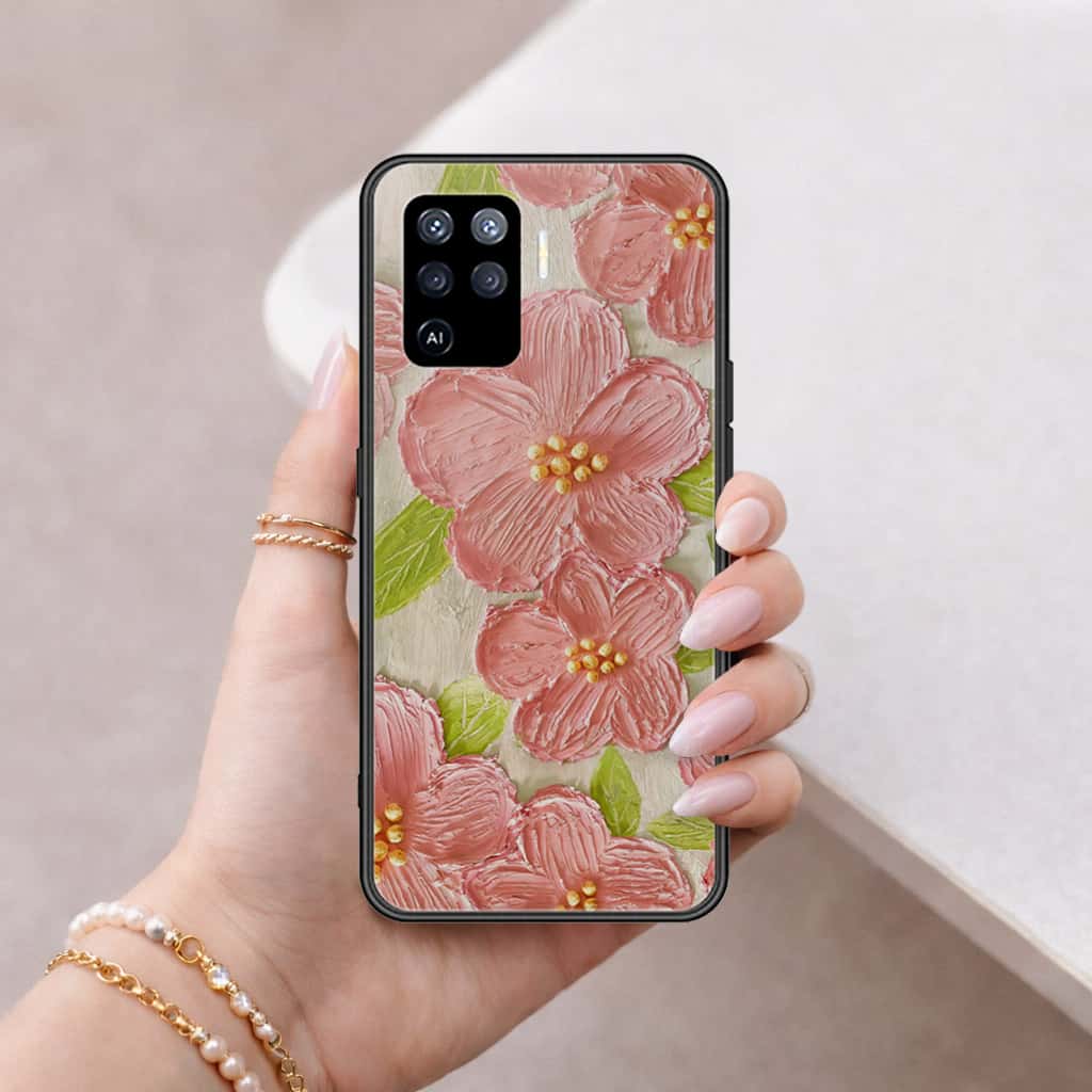 Oppo F19 Pro Cover - Floral Series 4 - HQ Ultra Shine Premium Infinity Glass Soft Silicon Borders Case