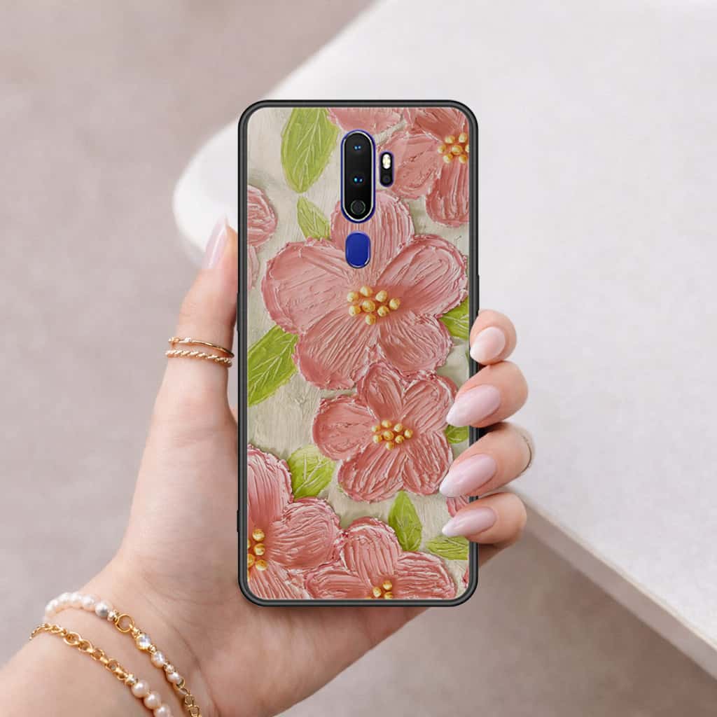Oppo A5 2020 Cover - Floral Series 4 - HQ Ultra Shine Premium Infinity Glass Soft Silicon Borders Case