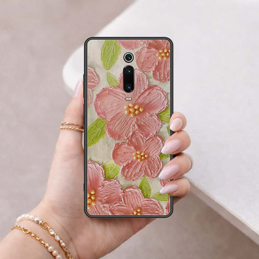 Xiaomi Mi 9T Cover - Floral Series 4 - HQ Ultra Shine Premium Infinity Glass Soft Silicon Borders Case