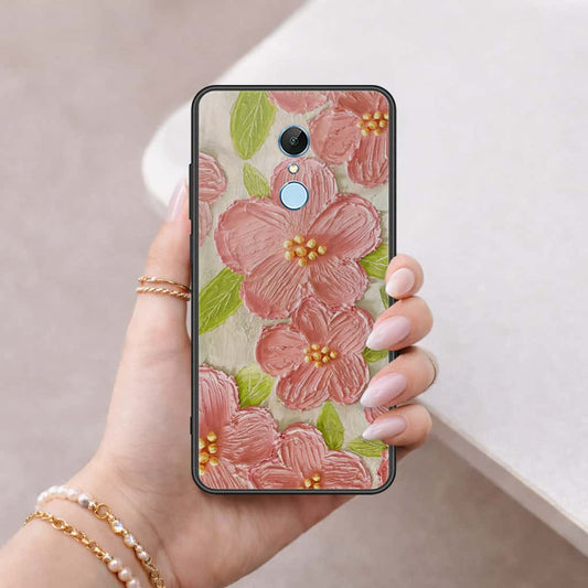 Xiaomi Redmi 5 Cover - Floral Series 4 - HQ Ultra Shine Premium Infinity Glass Soft Silicon Borders Case