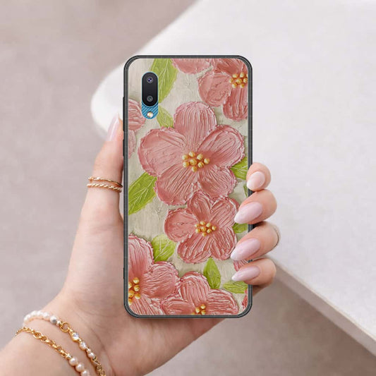 Samsung Galaxy A02 Cover - Floral Series 4 - HQ Ultra Shine Premium Infinity Glass Soft Silicon Borders Case