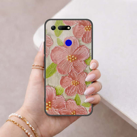 Huawei Honor View 20 Cover - Floral Series 4 - HQ Ultra Shine Premium Infinity Glass Soft Silicon Borders Case