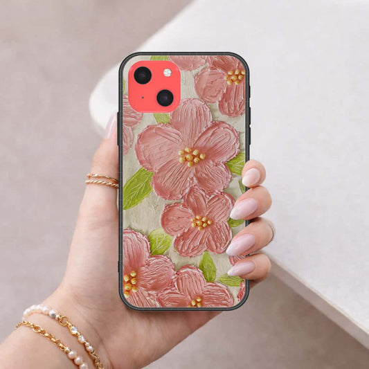 iPhone 13 Mini Cover - Floral Series 4 - HQ Ultra Shine Premium Infinity Glass Soft Silicon Borders Case