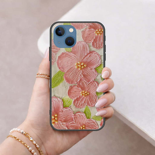 iPhone 13 Cover - Floral Series 4 - HQ Ultra Shine Premium Infinity Glass Soft Silicon Borders Case