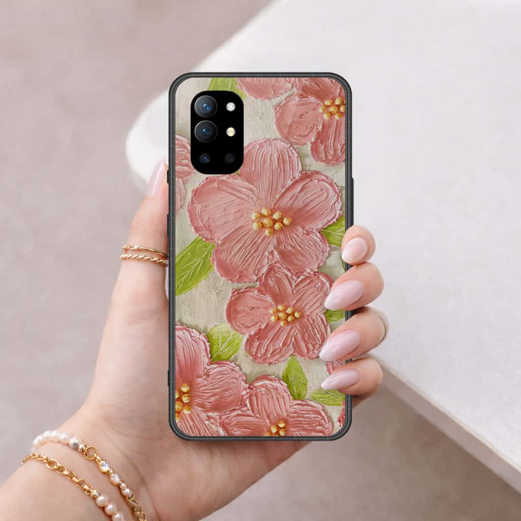 OnePlus 9R Cover - Floral Series 4 - HQ Ultra Shine Premium Infinity Glass Soft Silicon Borders Case