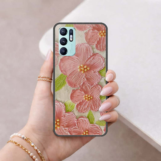 Oppo Reno 6 Cover - Floral Series 4 - HQ Ultra Shine Premium Infinity Glass Soft Silicon Borders Case