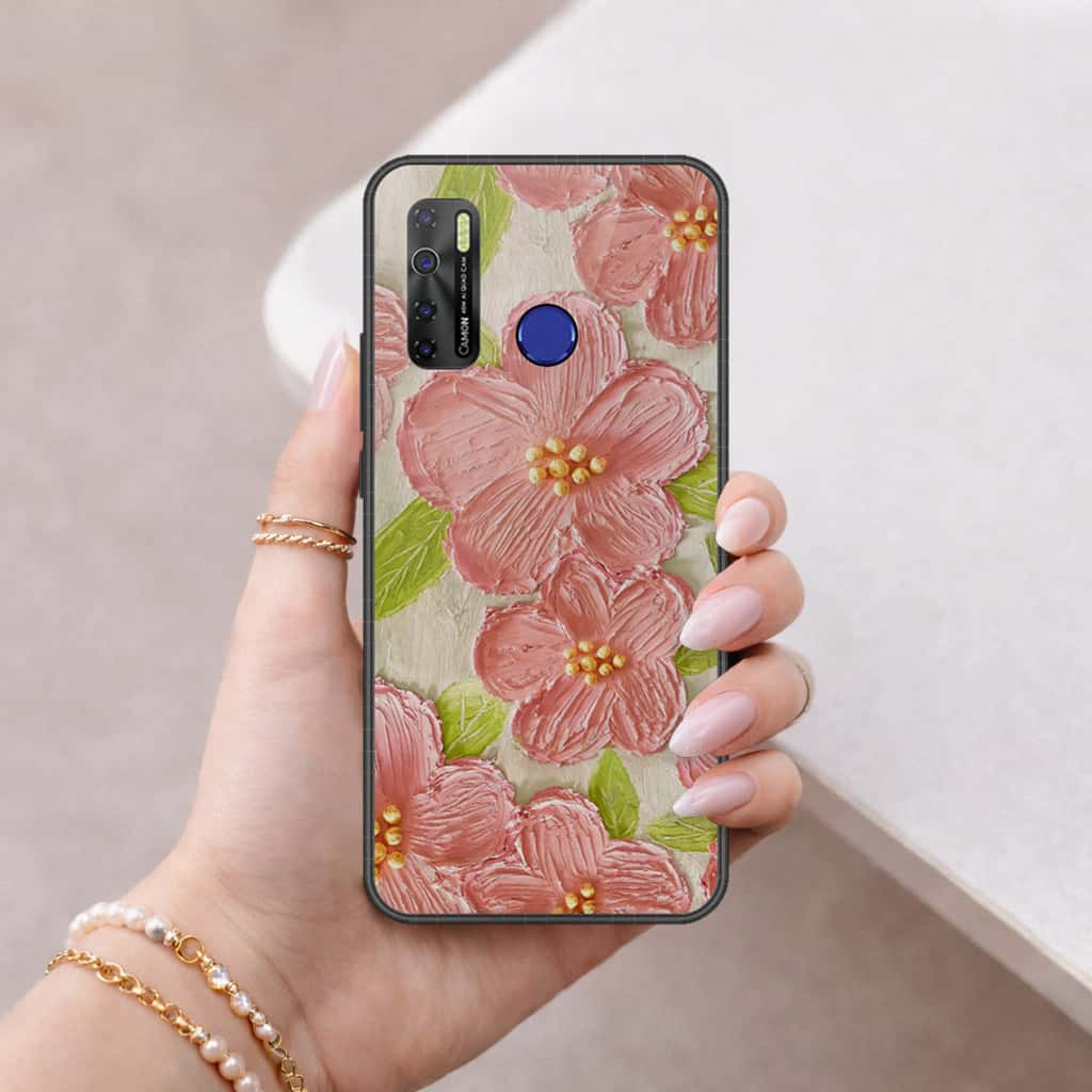 Tecno Camon 15 Air Cover - Floral Series 4 - HQ Ultra Shine Premium Infinity Glass Soft Silicon Borders Case