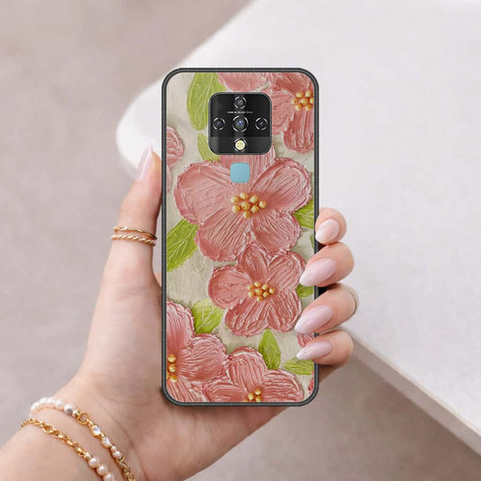 Tecno Camon 16 Cover - Floral Series 4 - HQ Ultra Shine Premium Infinity Glass Soft Silicon Borders Case