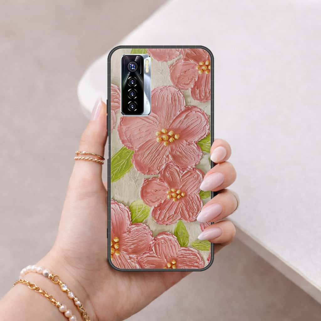 Tecno Camon 17 Pro Cover - Floral Series 4 - HQ Ultra Shine Premium Infinity Glass Soft Silicon Borders Case