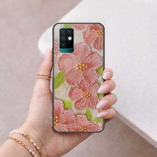 Infinix Note 10 Cover - Floral Series 4 - HQ Ultra Shine Premium Infinity Glass Soft Silicon Borders Case