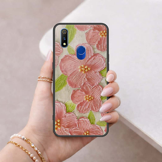 Realme 3 Pro Cover - Floral Series 4 - HQ Ultra Shine Premium Infinity Glass Soft Silicon Borders Case