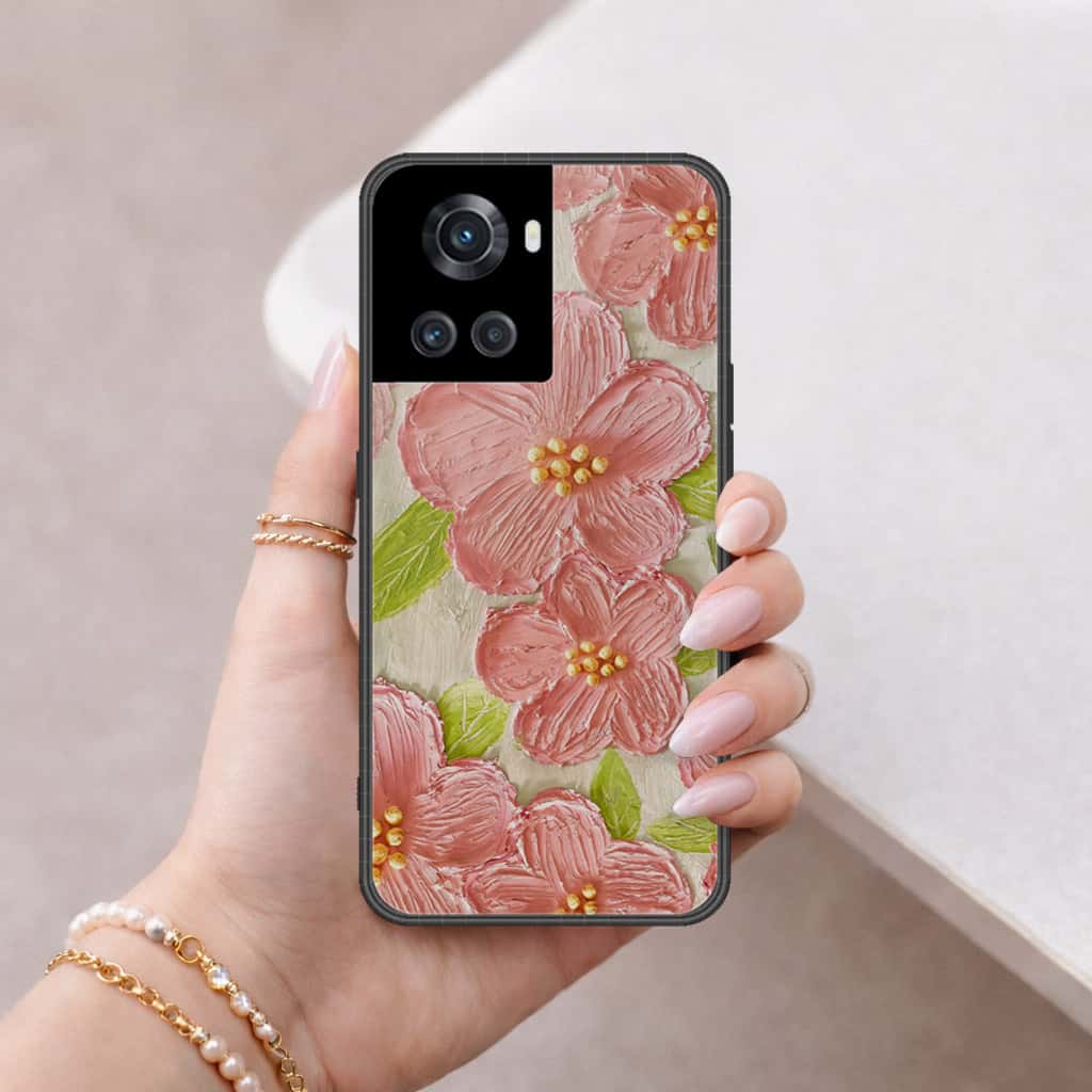 OnePlus 10R Cover - Floral Series 4 - HQ Ultra Shine Premium Infinity Glass Soft Silicon Borders Case