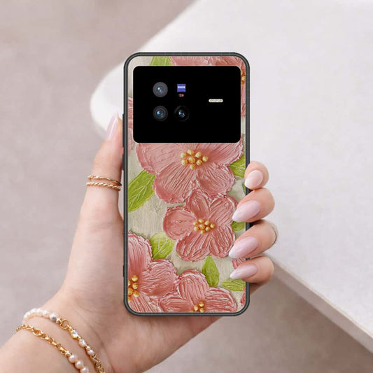 Vivo X80 Cover - Floral Series 4 - HQ Ultra Shine Premium Infinity Glass Soft Silicon Borders Case