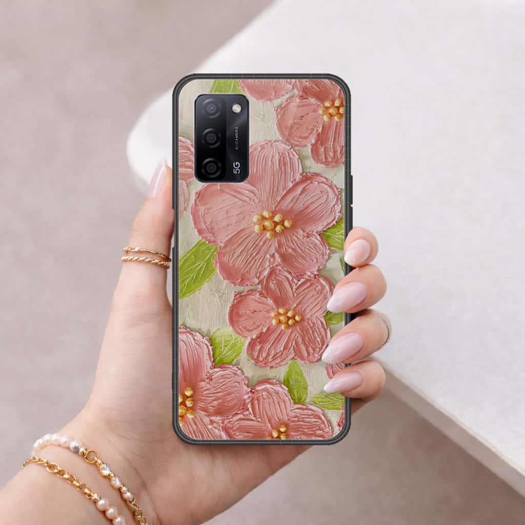 Oppo A55s Cover - Floral Series 4 - HQ Ultra Shine Premium Infinity Glass Soft Silicon Borders Case
