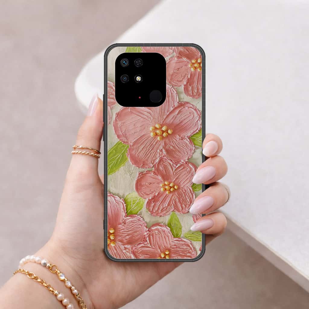 Xiaomi Redmi 10A Cover - Floral Series 4 - HQ Ultra Shine Premium Infinity Glass Soft Silicon Borders Case