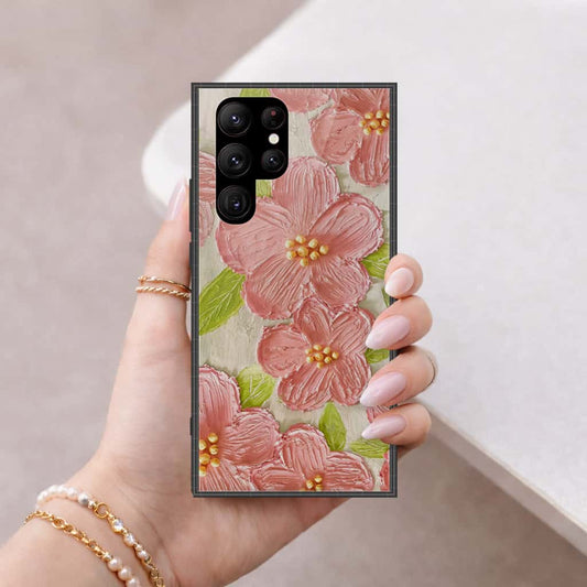 Samsung Galaxy S23 Ultra 5G Cover - Floral Series 4 - HQ Ultra Shine Premium Infinity Glass Soft Silicon Borders Case