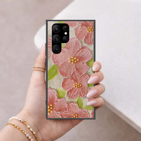 Samsung Galaxy S23 Ultra 5G Cover - Floral Series 4 - HQ Ultra Shine Premium Infinity Glass Soft Silicon Borders Case