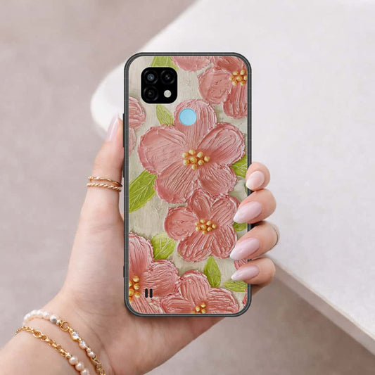Realme C21 Cover - Floral Series 4 - HQ Ultra Shine Premium Infinity Glass Soft Silicon Borders Case
