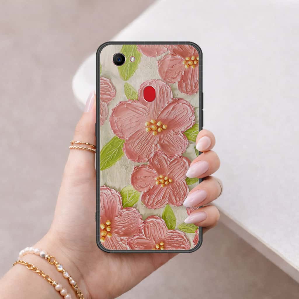 Oppo F7 Cover - Floral Series 4 - HQ Ultra Shine Premium Infinity Glass Soft Silicon Borders Case