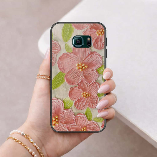 Samsung Galaxy S6 Edge Cover - Floral Series 4 - HQ Ultra Shine Premium Infinity Glass Soft Silicon Borders Case