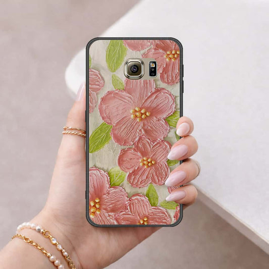 Samsung Galaxy S6 Cover - Floral Series 4 - HQ Ultra Shine Premium Infinity Glass Soft Silicon Borders Case