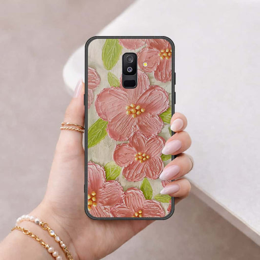 Samsung Galaxy A6 Plus 2018 Cover - Floral Series 4 - HQ Ultra Shine Premium Infinity Glass Soft Silicon Borders Case