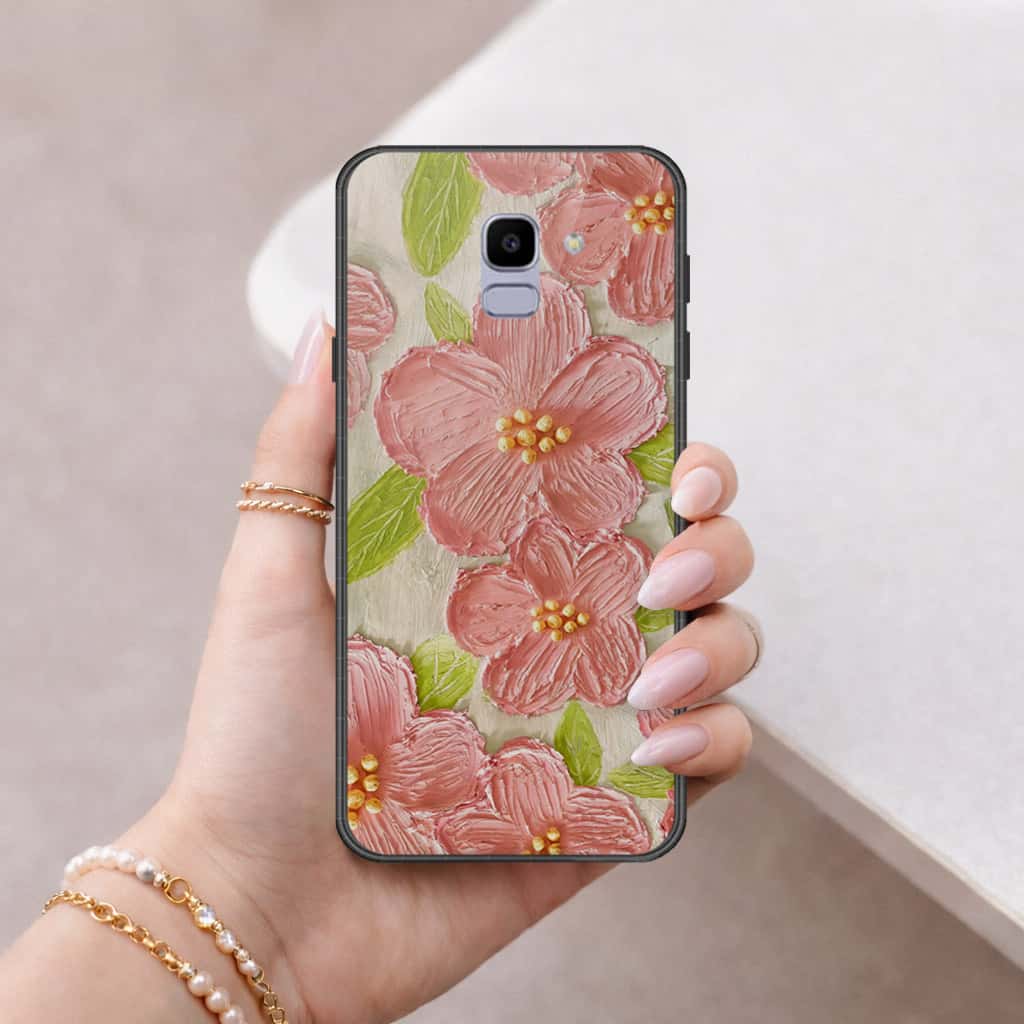 Samsung Galaxy J6 2018 Cover - Floral Series 4 - HQ Ultra Shine Premium Infinity Glass Soft Silicon Borders Case