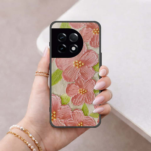 OnePlus 11 Cover - Floral Series 4 - HQ Ultra Shine Premium Infinity Glass Soft Silicon Borders Case
