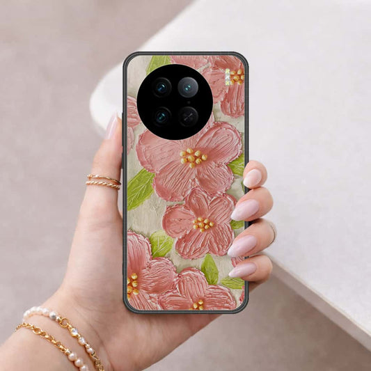 Vivo X90 Pro Cover - Floral Series 4 - HQ Ultra Shine Premium Infinity Glass Soft Silicon Borders Case