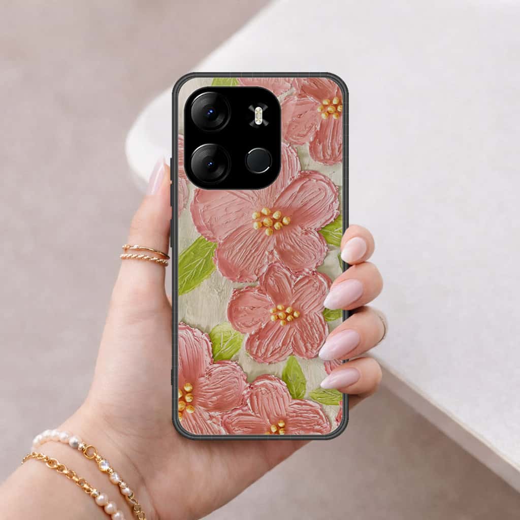 Tecno Spark Go 2023 Cover - Floral Series 4 - HQ Ultra Shine Premium Infinity Glass Soft Silicon Borders Case